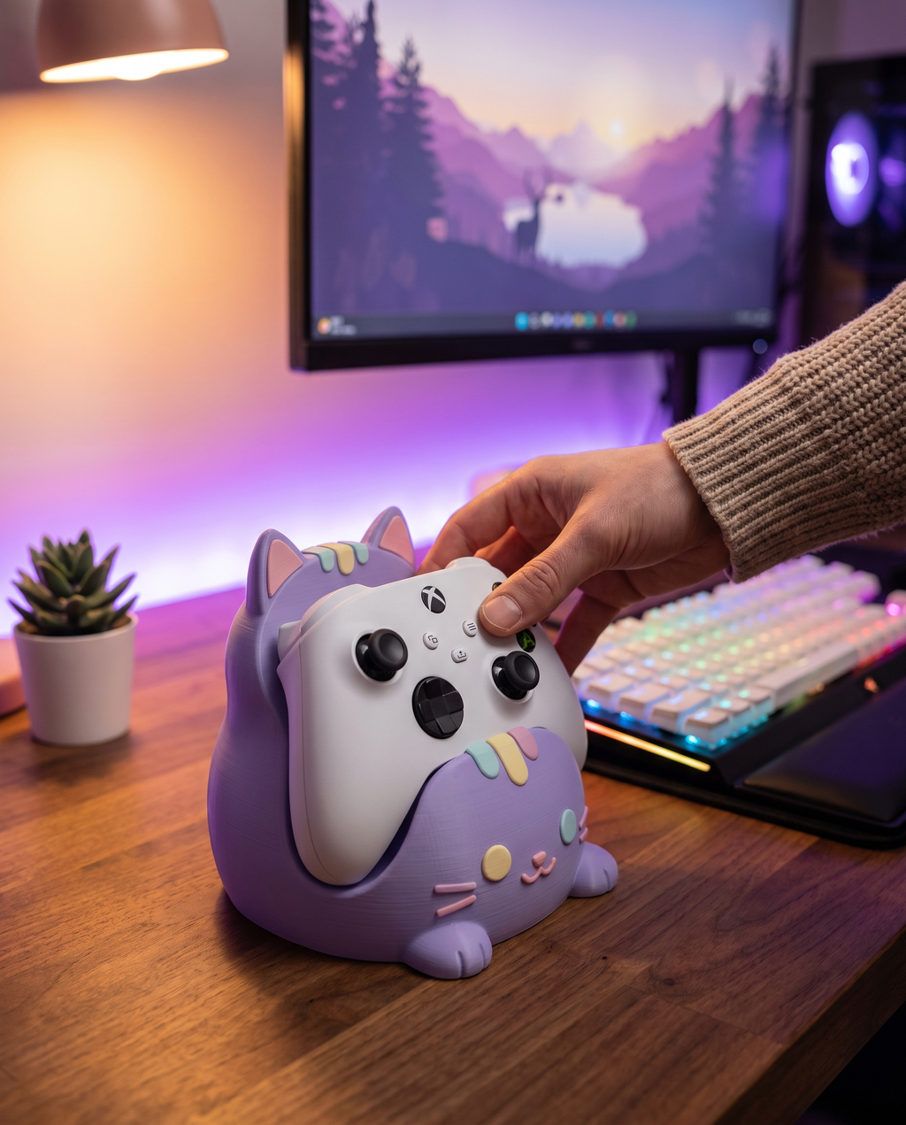 Gatito Porta Control Gamer Kawaii — Soporte para Control de Videojuegos — once once LAB