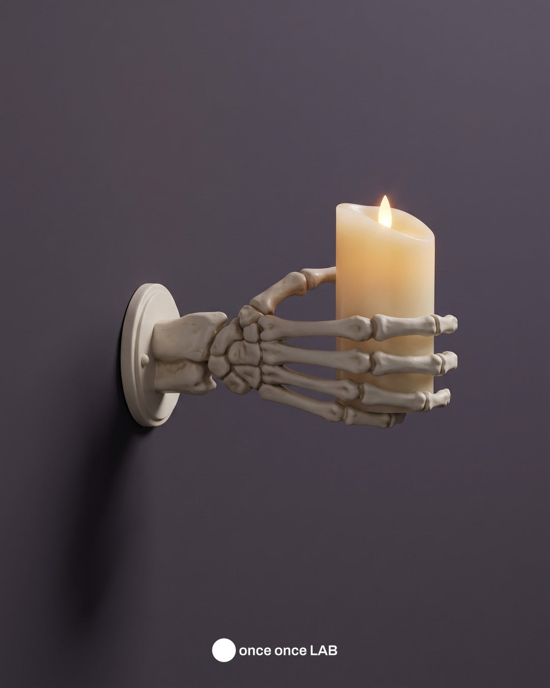 Candelabro de Pared Mano de Esqueleto — Portavela LED de Halloween — once once LAB