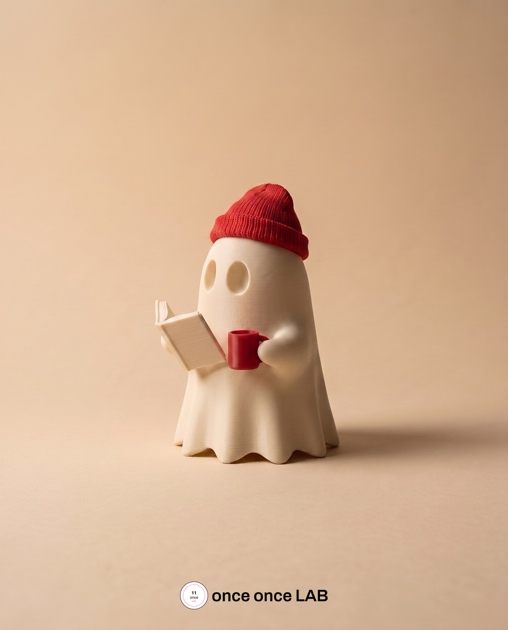 Fantasma Lector con Gorro — Figura Decorativa — vista 2 | once once LAB