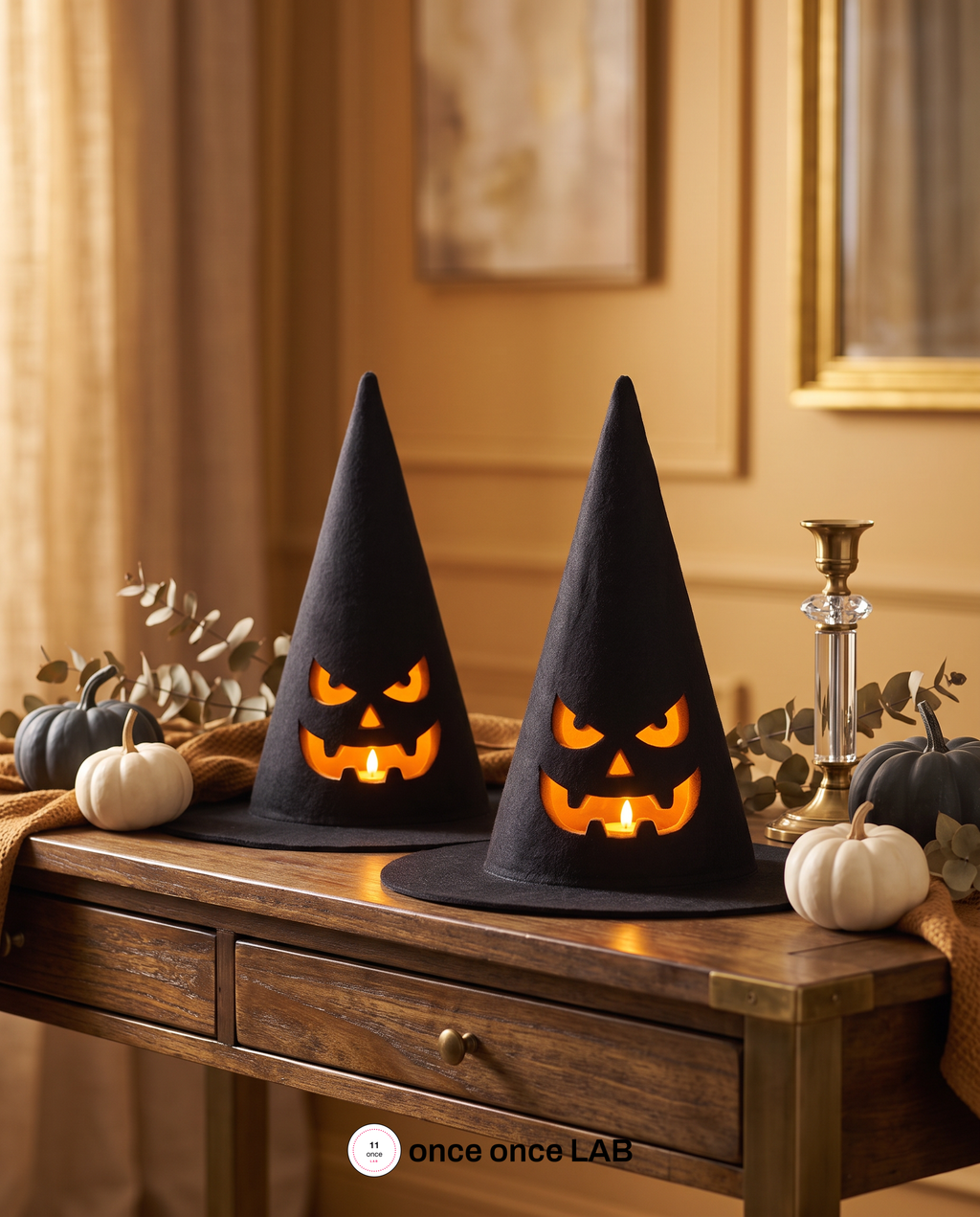 Sombreros de Bruja Iluminados (Par) — Luz Ambiental Halloween — vista 4 | once once LAB