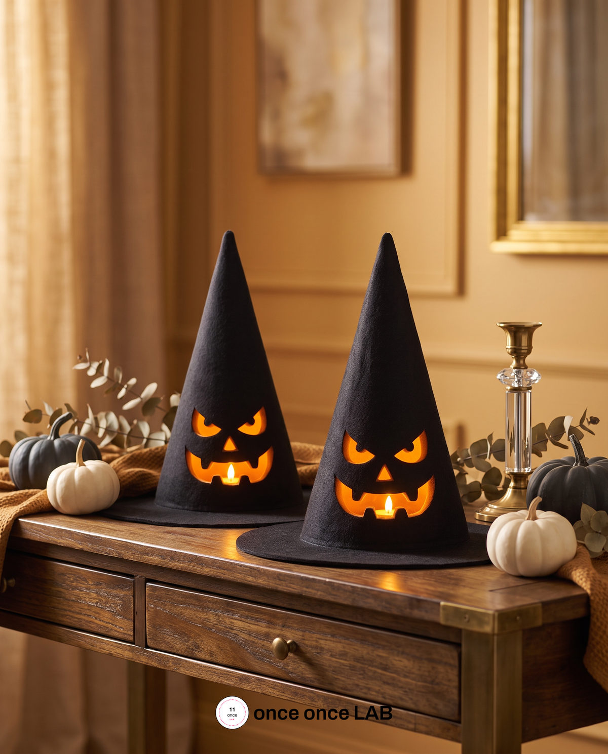 Sombreros de Bruja Iluminados (Par) — Luz Ambiental Halloween — vista 4 | once once LAB