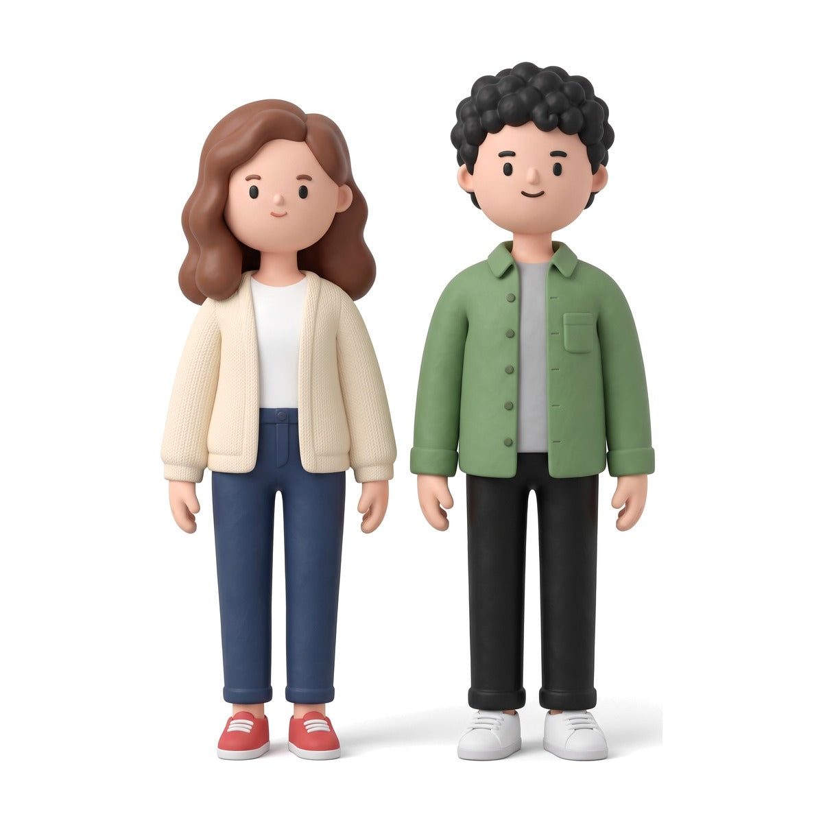 Pareja de muñecos 3D estilo doodle