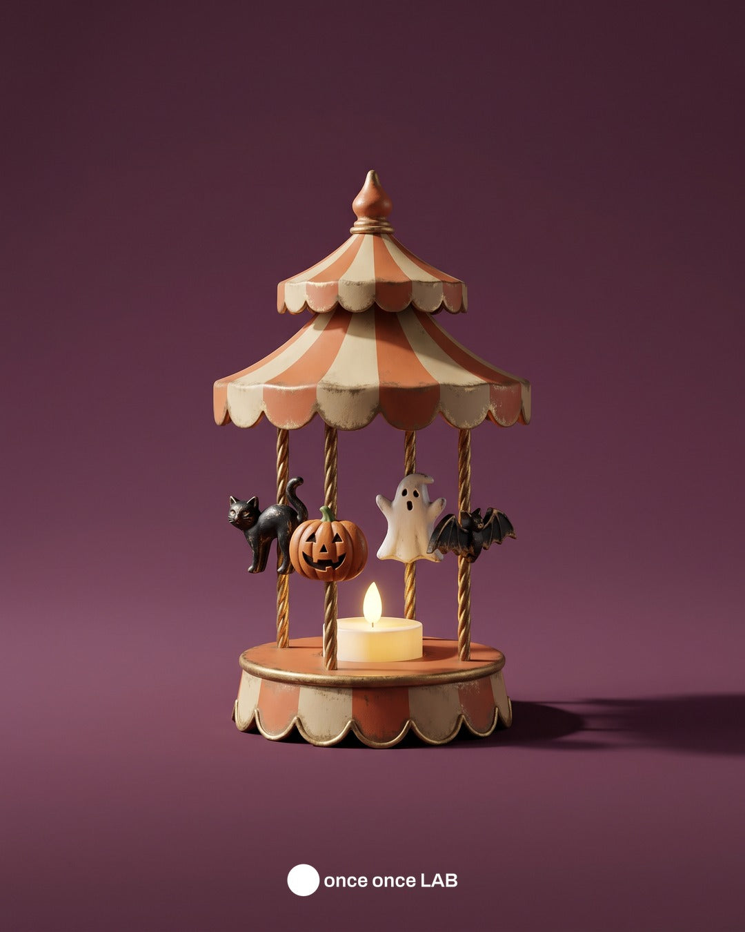 Carrusel de Feria Retro de Halloween — Portavela LED Vintage — once once LAB