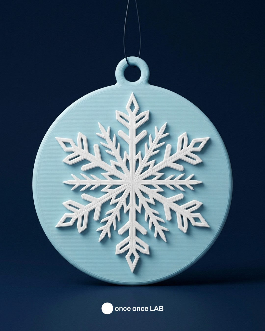 Esfera Plana Copo de Nieve — Adorno Navideño Medallón 9 cm — Once Once Lab