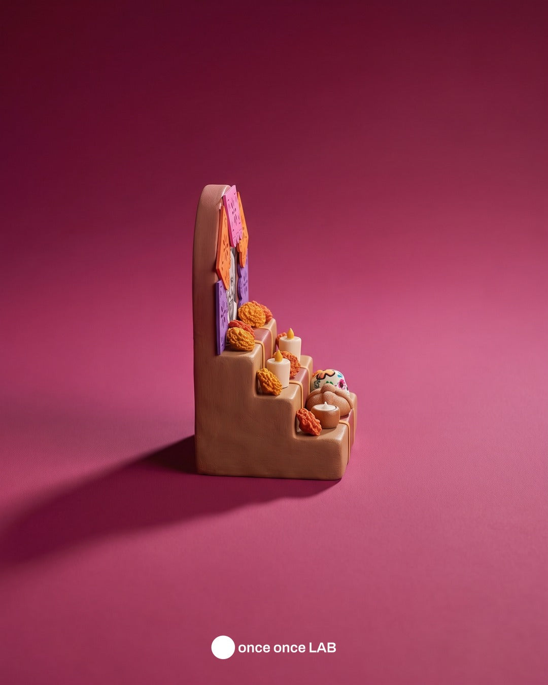 Mini Ofrenda de Escritorio — Altar de Día de Muertos con Portarretrato — once once LAB