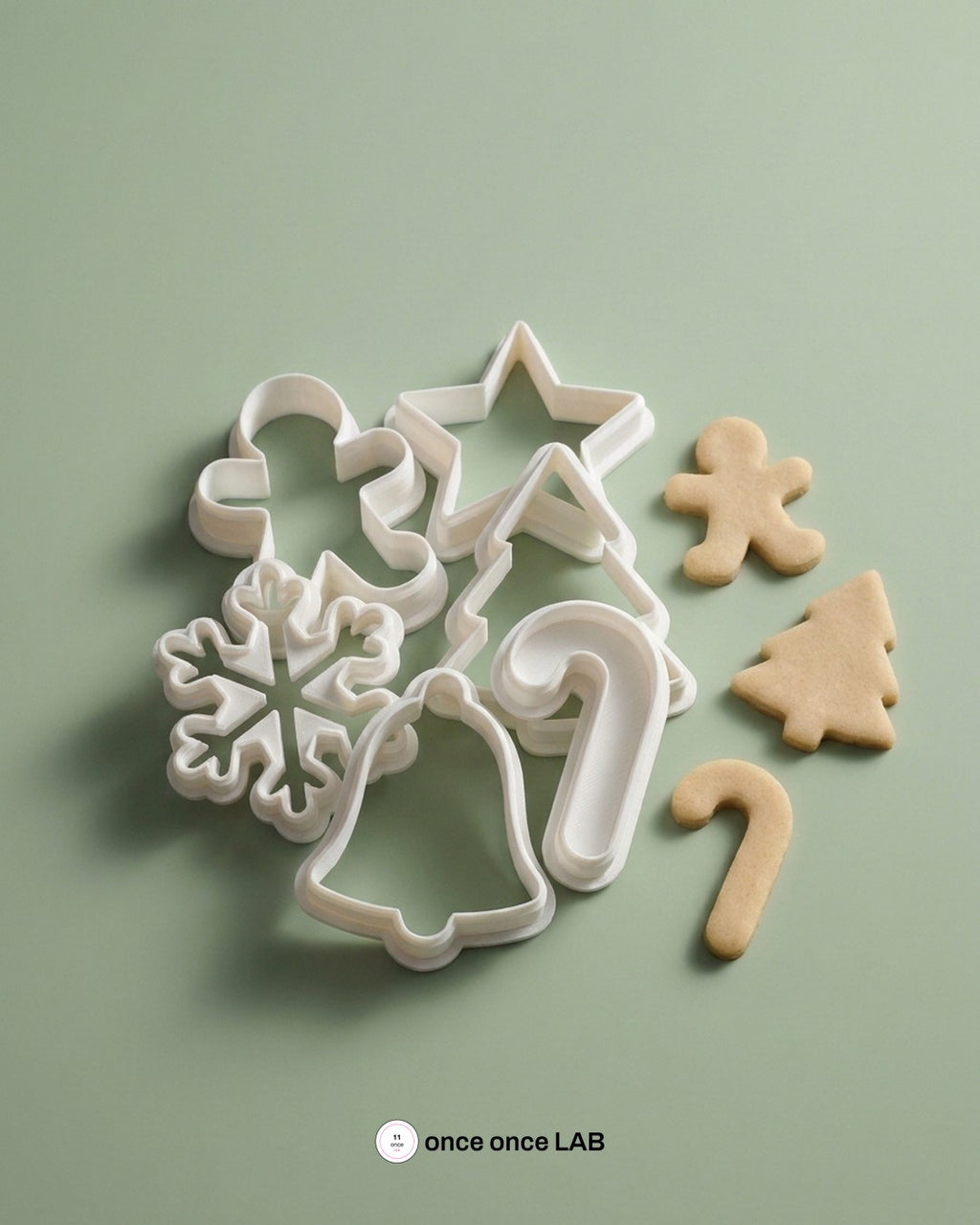 Set de 6 Cortadores de Galletas Navideños — Hombre de Jengibre, Estrella, Árbol y Más — Once Once Lab
