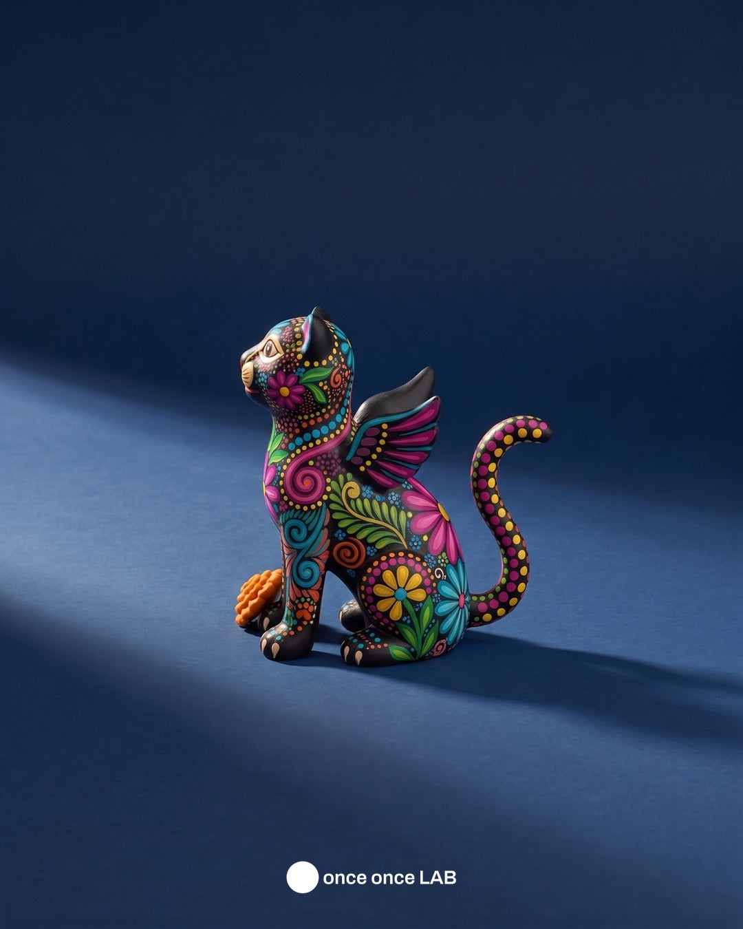 Alebrije Gato Alado — Figura para Ofrenda de Día de Muertos — once once LAB