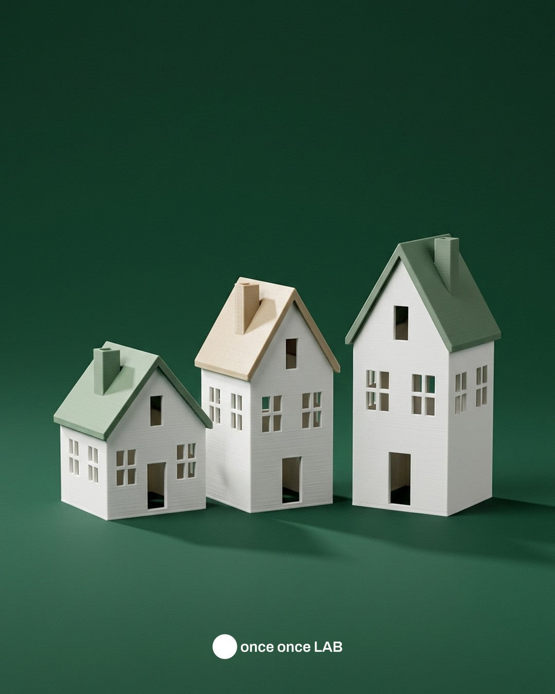 Villa Navideña Set de 3 Casitas — Decoración Nórdica 8, 11 y 14 cm — Once Once Lab