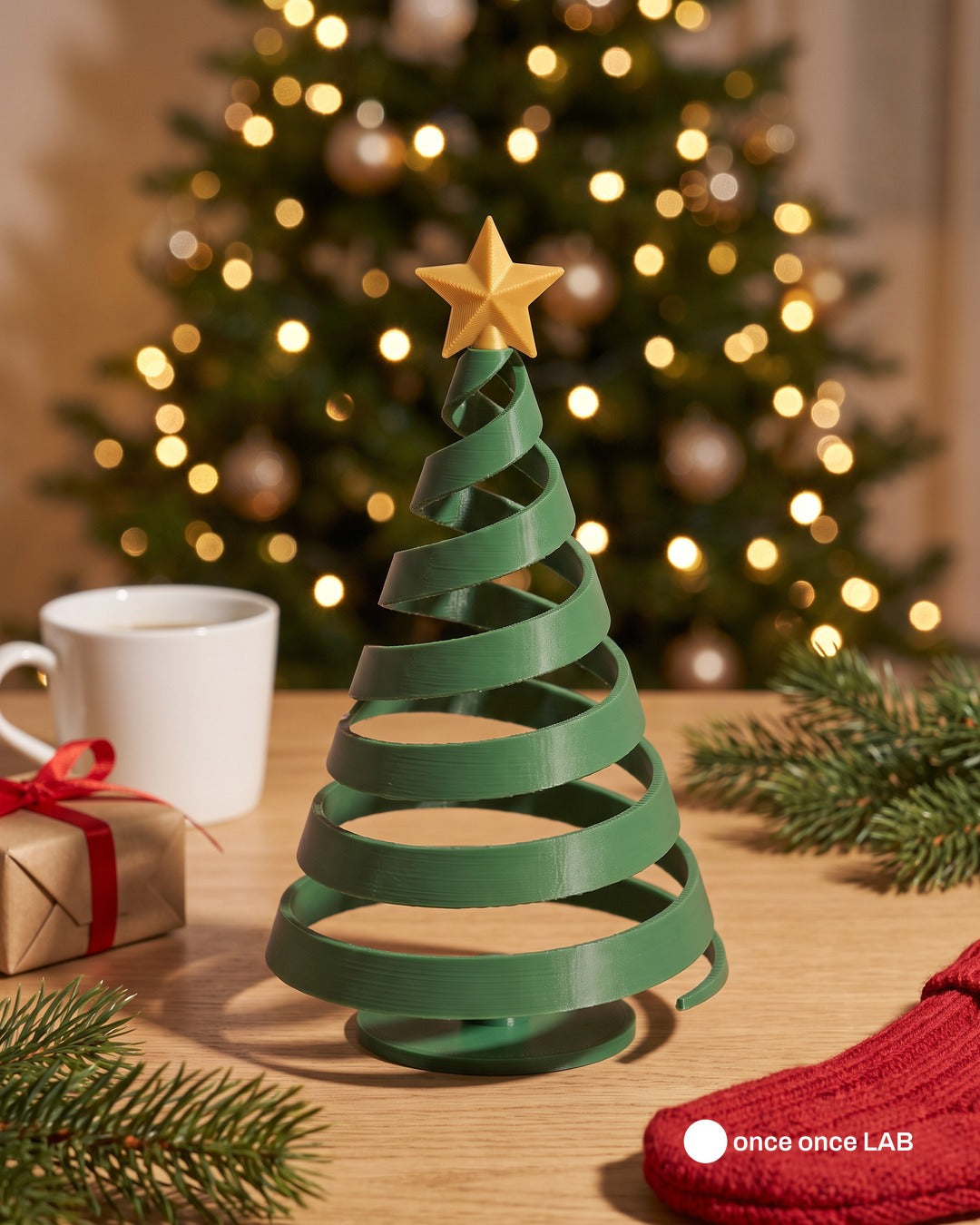 Árbol de Navidad Espiral Fidget — Adorno Navideño que se Estira y se Pliega 18 cm — Once Once Lab