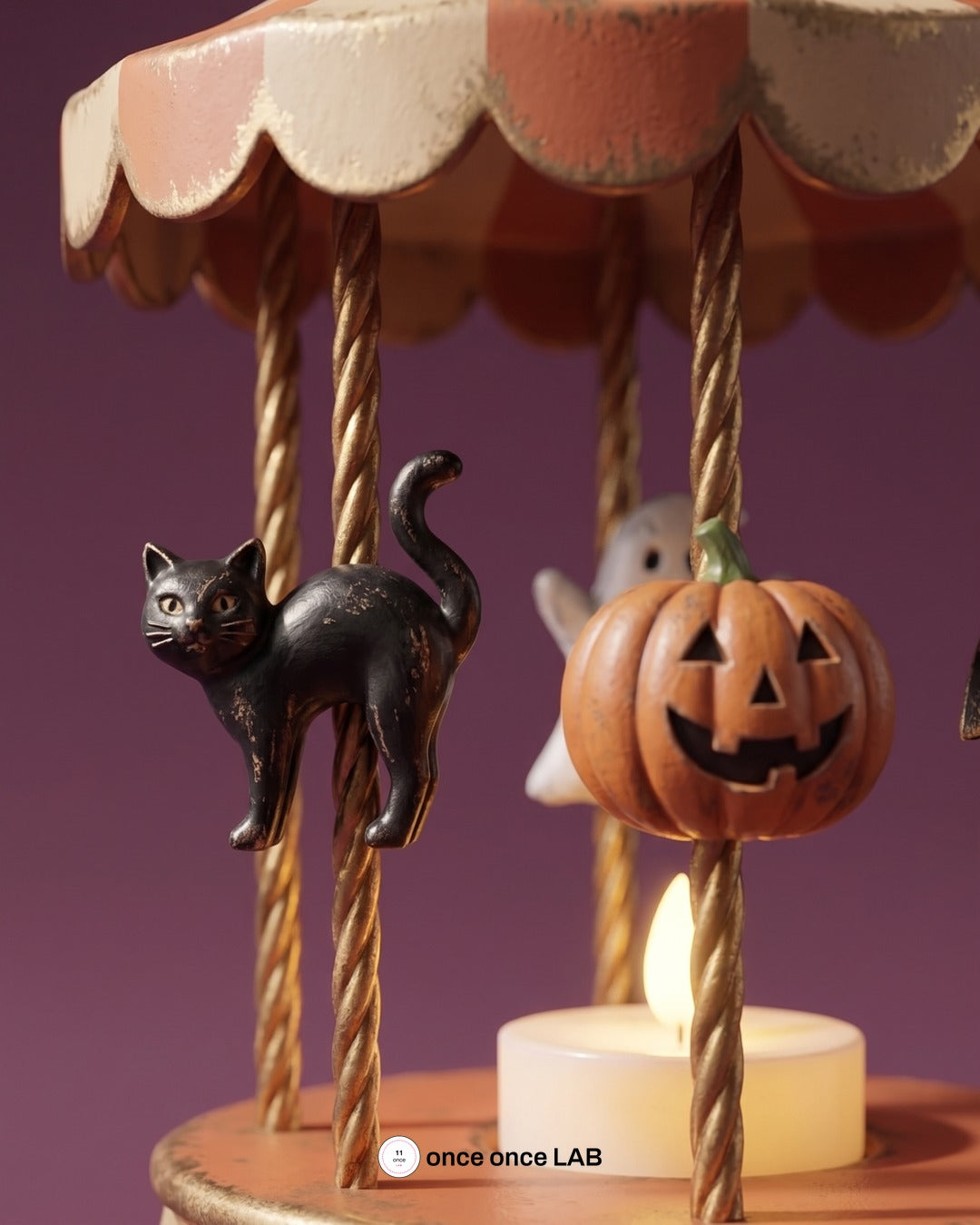Carrusel de Feria Retro de Halloween — Portavela LED Vintage — once once LAB