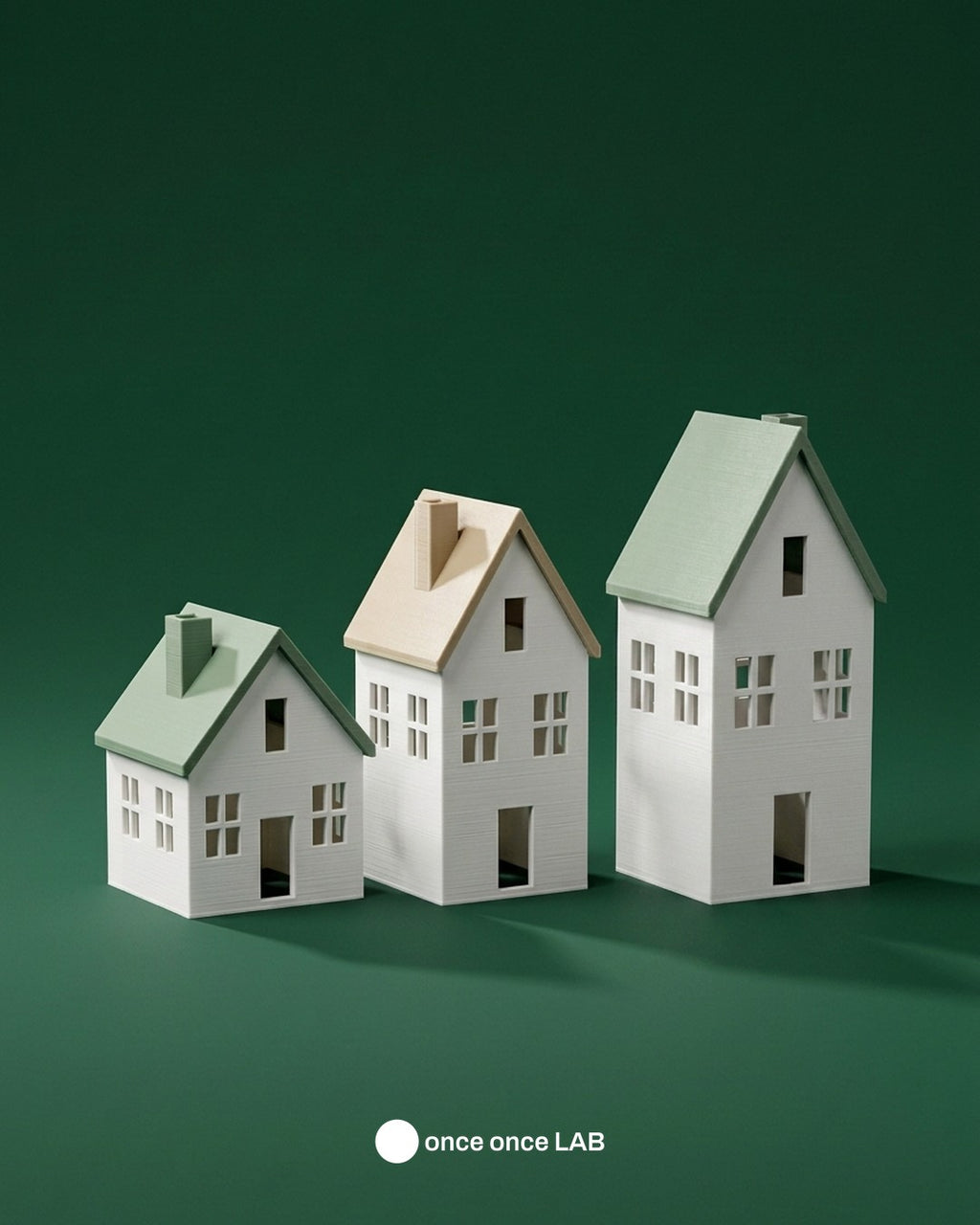 Villa Navideña Set de 3 Casitas — Decoración Nórdica 8, 11 y 14 cm — Once Once Lab