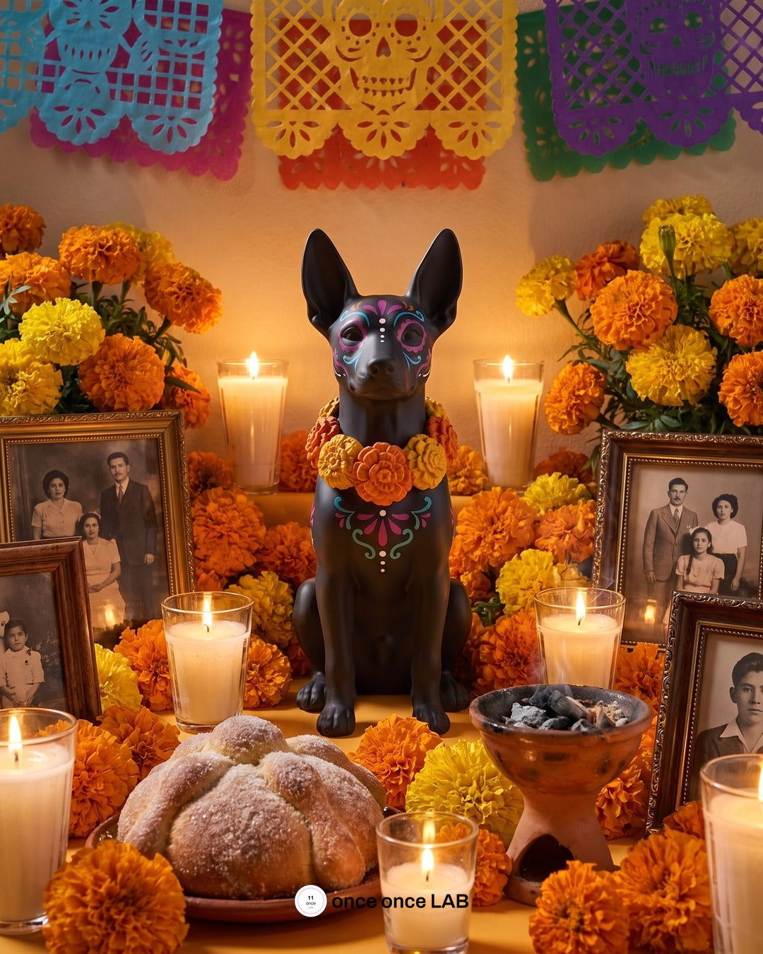 Xoloitzcuintle Guía de Almas — Figura para Ofrenda de Día de Muertos — once once LAB