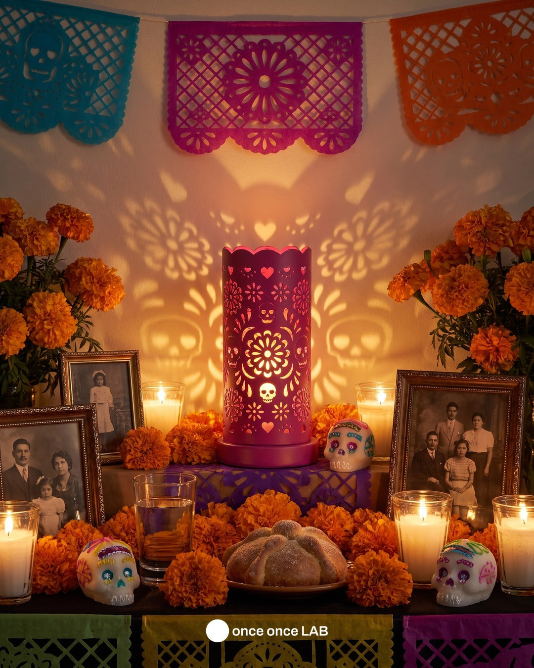 Farol de Papel Picado LED — Linterna para Ofrenda de Día de Muertos — once once LAB