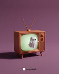 Tele Retro con Fantasmita — Lámpara LED Vintage de Halloween — Once Once Lab