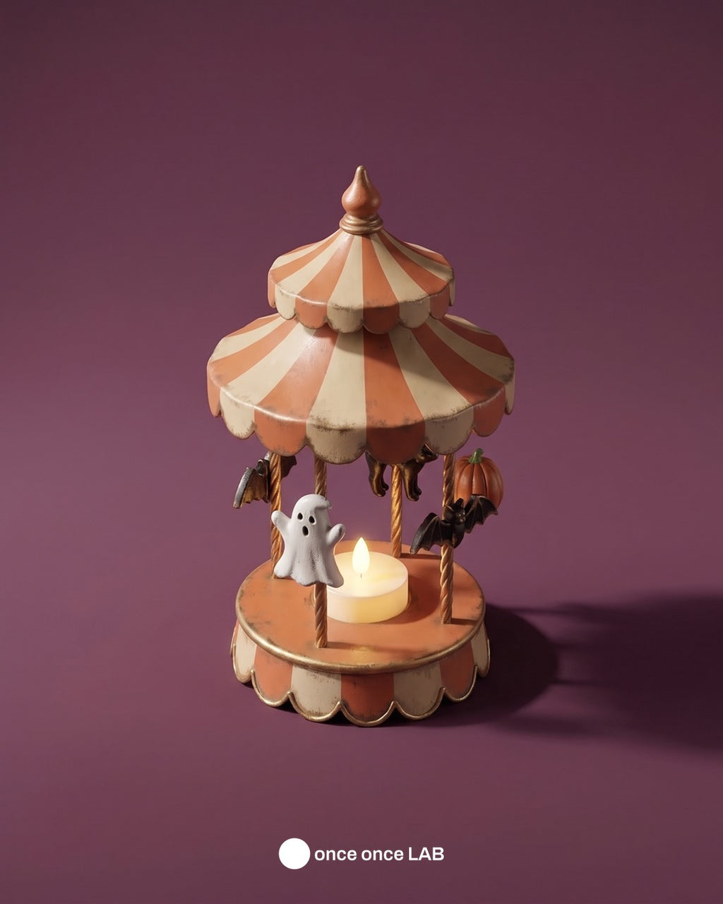 Carrusel de Feria Retro de Halloween — Portavela LED Vintage — once once LAB
