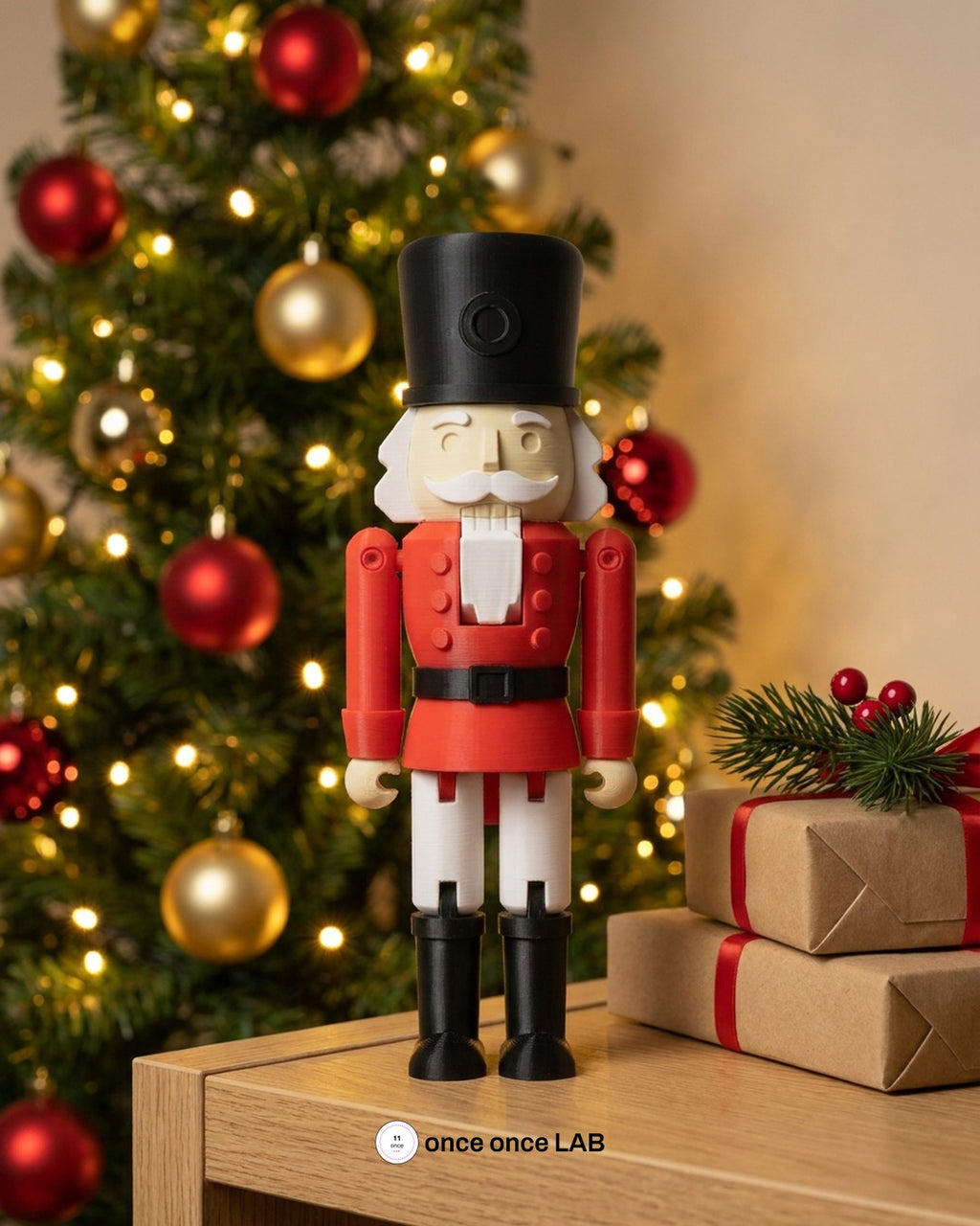 Cascanueces Articulado Navideño — Figura Decorativa que Mueve Brazos y Piernas 15 cm — Once Once Lab