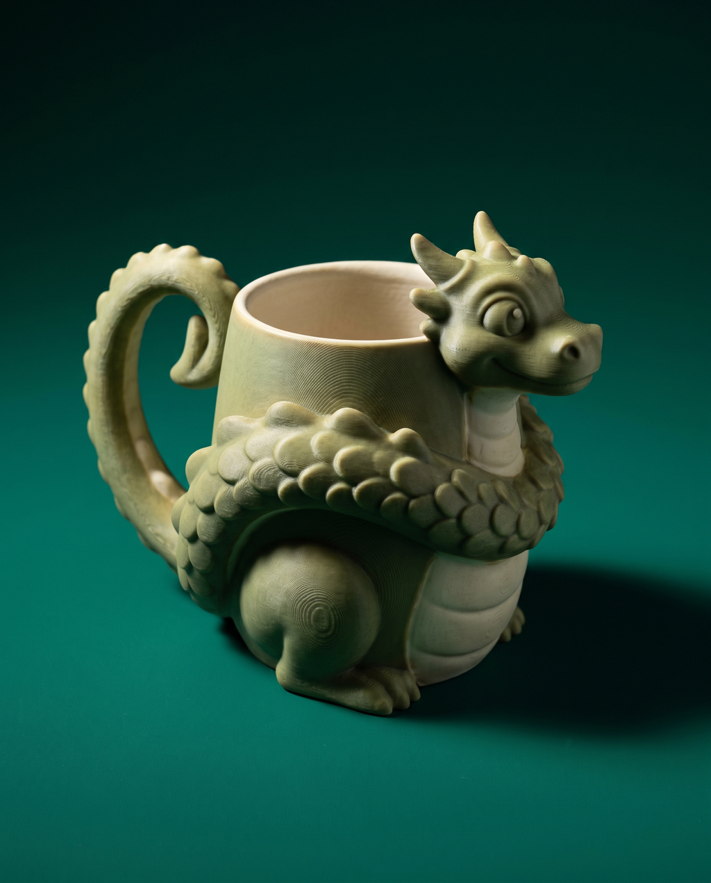 Taza Dragón Bebé 3D — Mug Escultórico con Asa de Cola — once once LAB