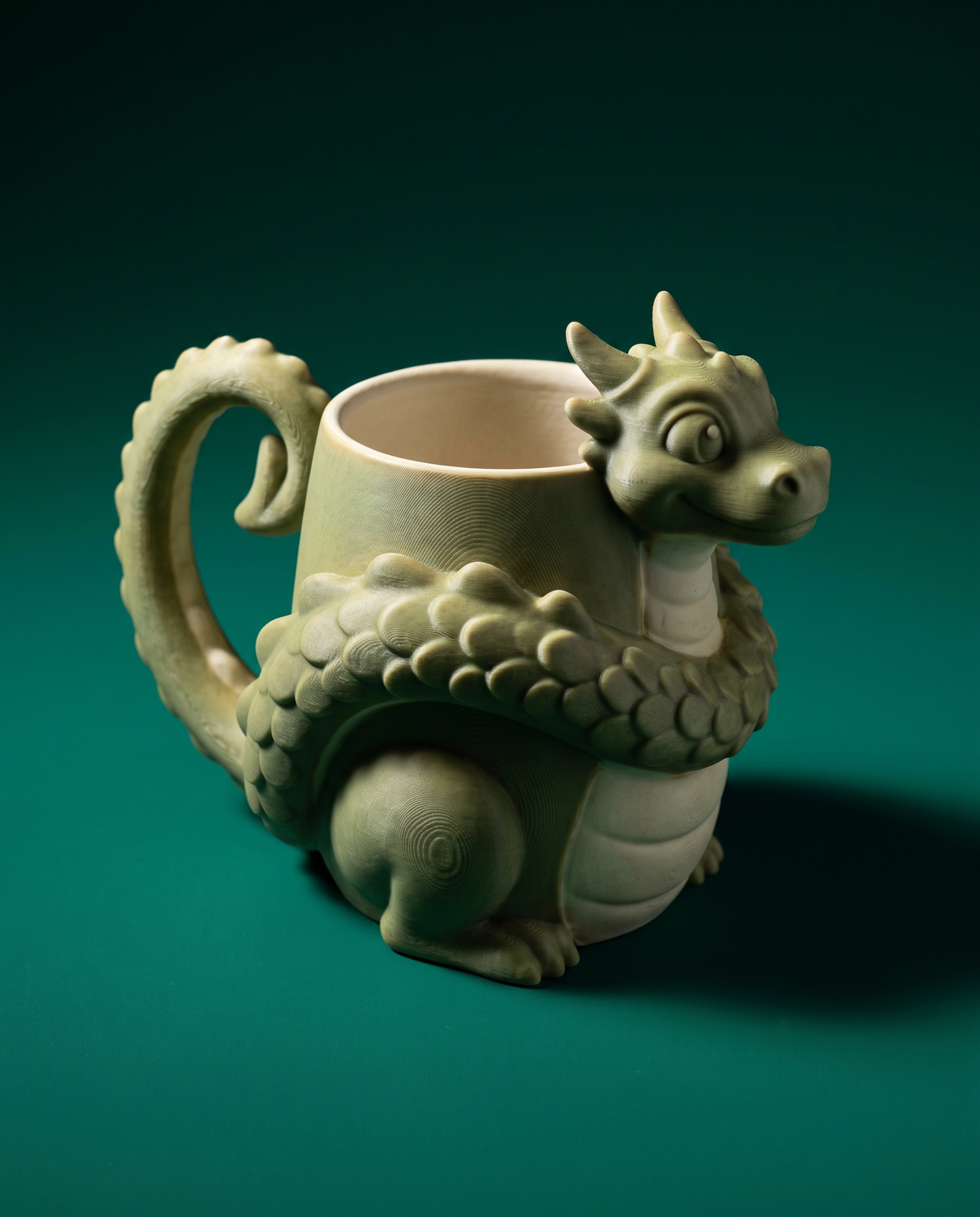 Taza Dragón Bebé 3D — Mug Escultórico con Asa de Cola — once once LAB