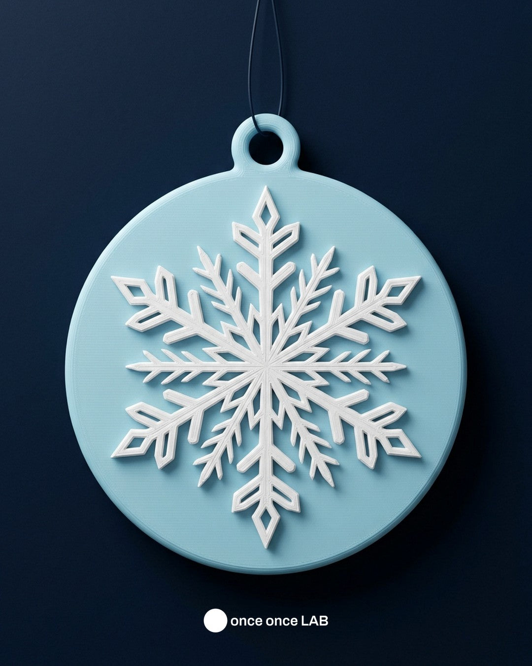 Esfera Plana Copo de Nieve — Adorno Navideño Medallón 9 cm — Once Once Lab
