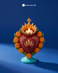 Sagrado Corazón con Cempasúchil — Portavela LED para Ofrenda de Día de Muertos — Once Once Lab