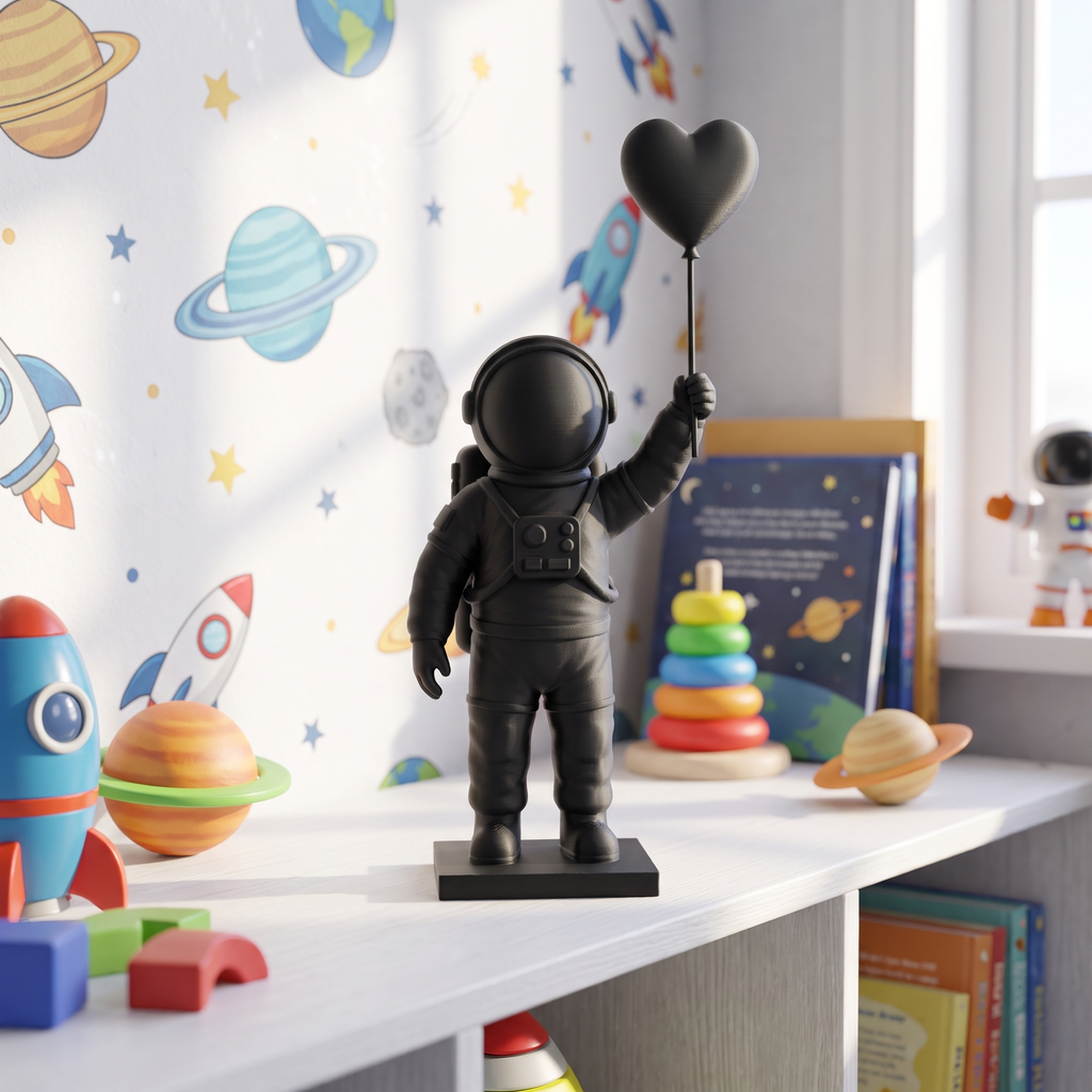 Astronauta con Globo — Figura Decorativa para Cuarto Infantil — en uso | once once LAB