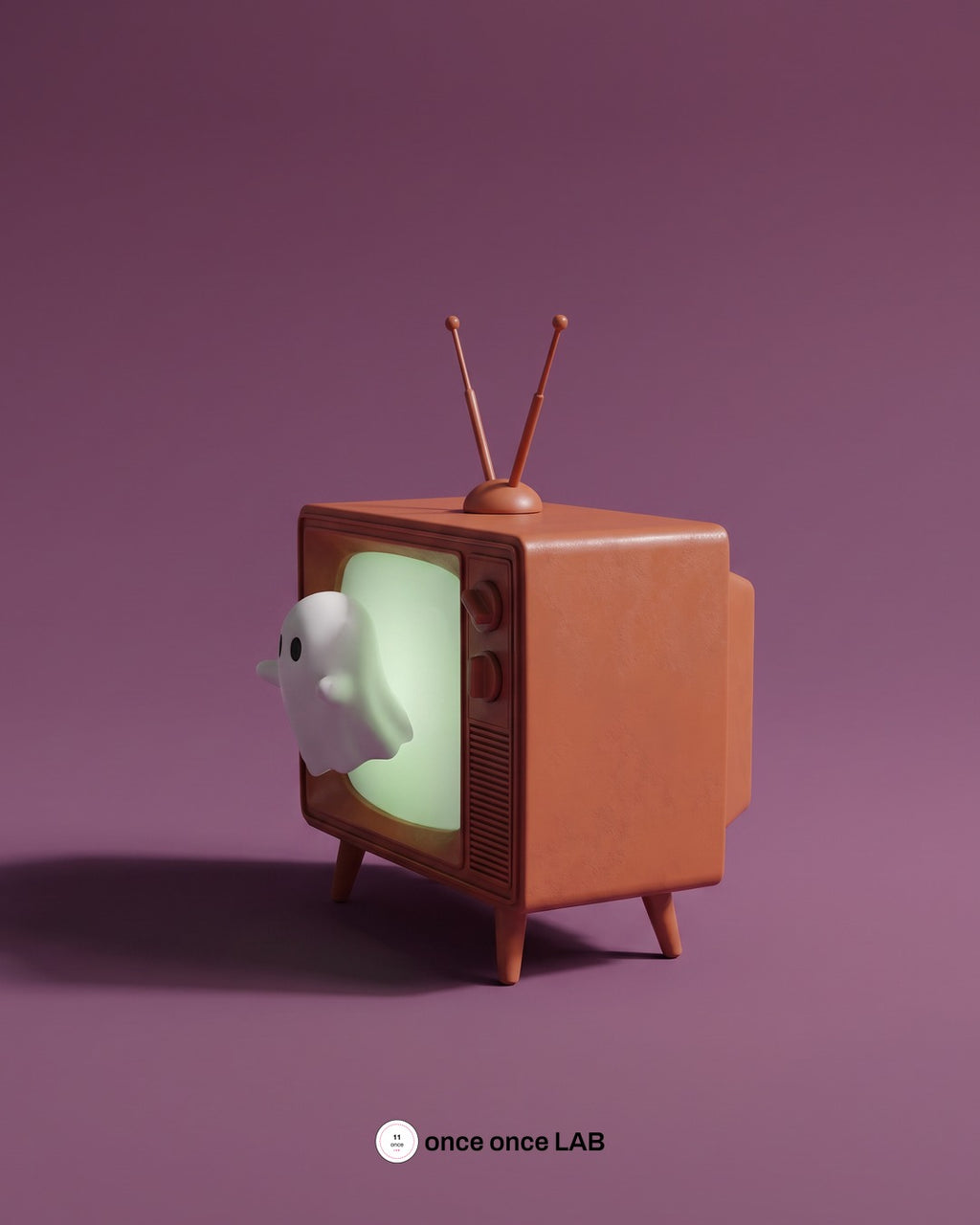 Tele Retro con Fantasmita — Lámpara LED Vintage de Halloween — Once Once Lab