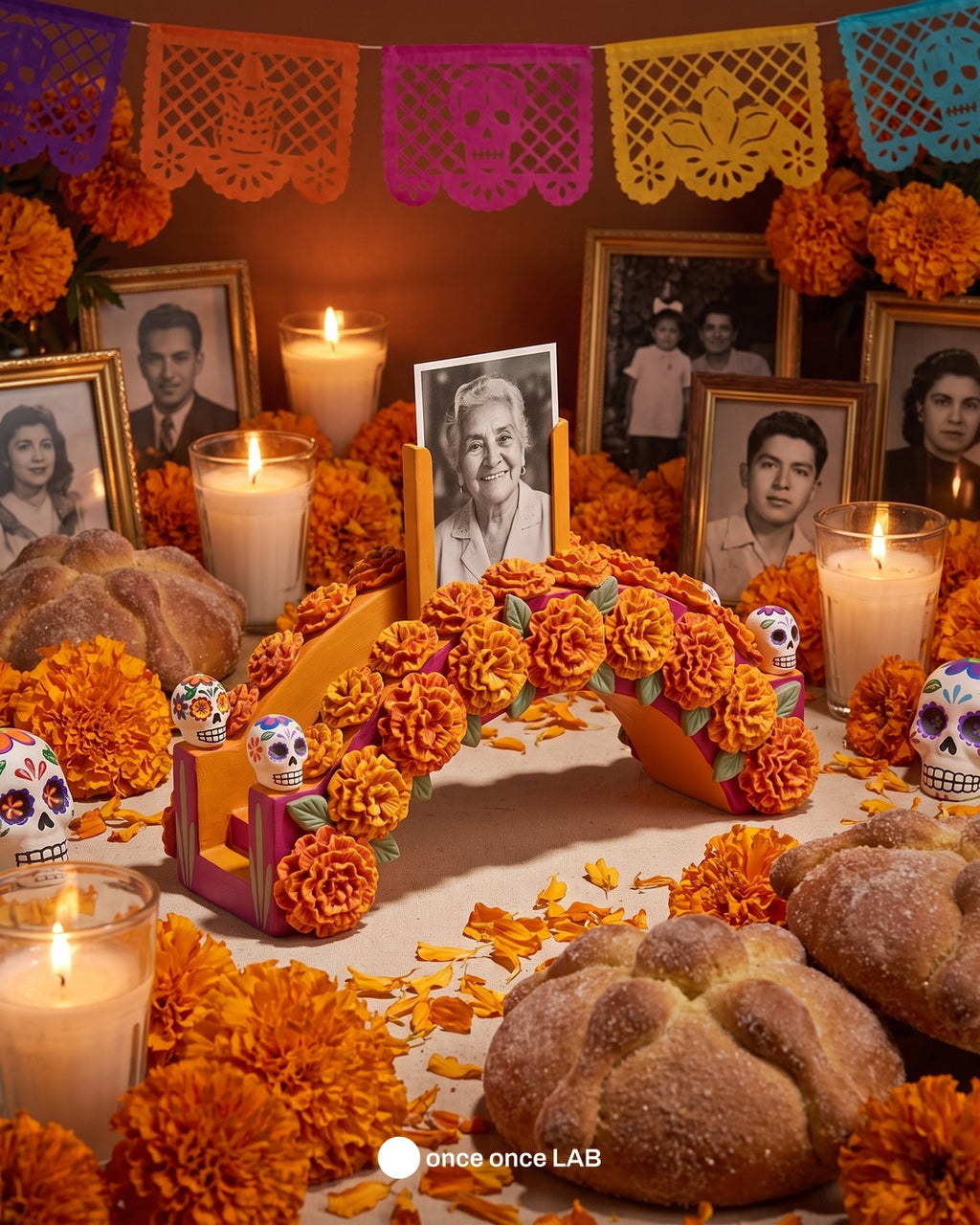 Puente de Cempasúchil — Portarretrato para Ofrenda de Día de Muertos — once once LAB