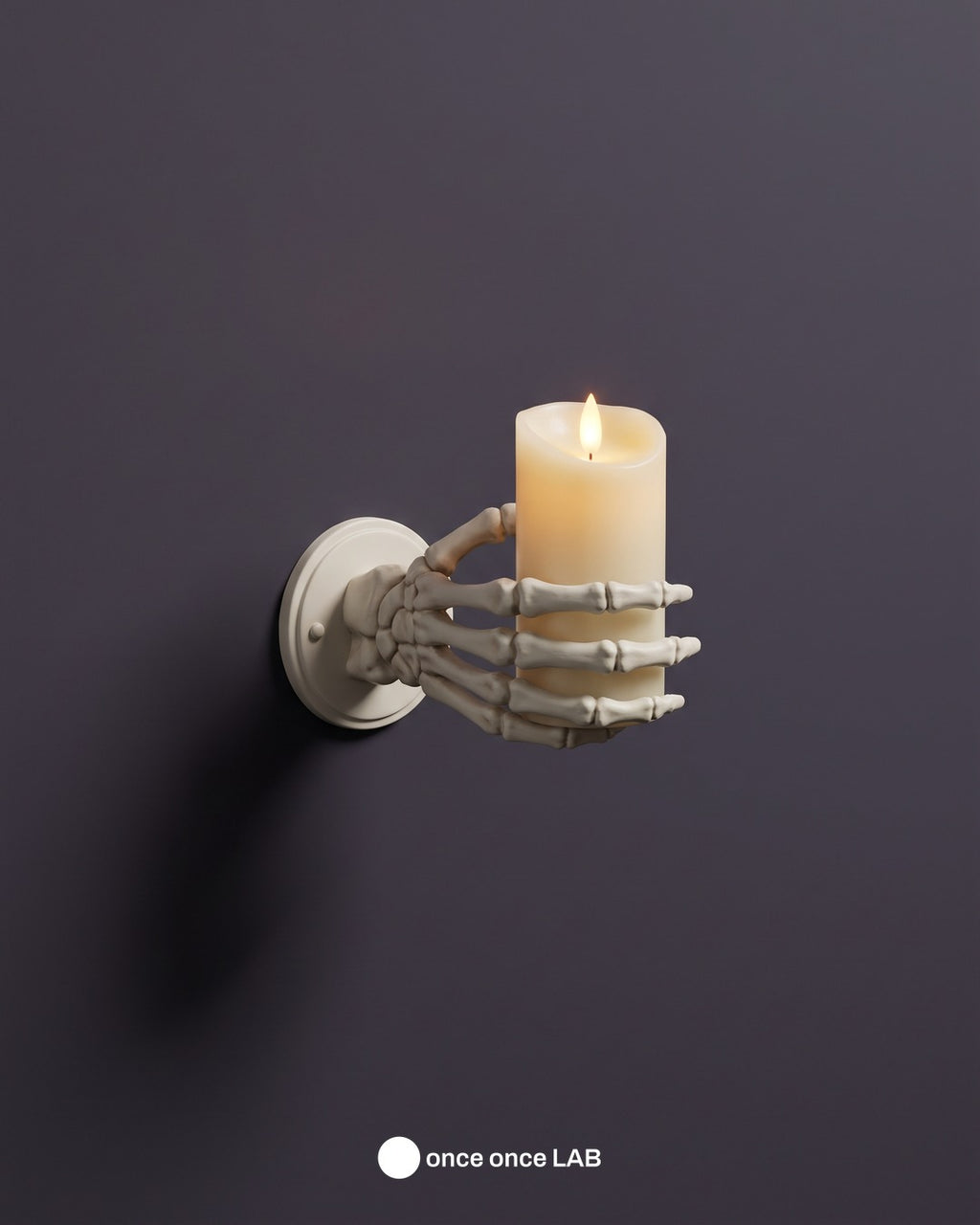 Candelabro de Pared Mano de Esqueleto — Portavela LED de Halloween — once once LAB