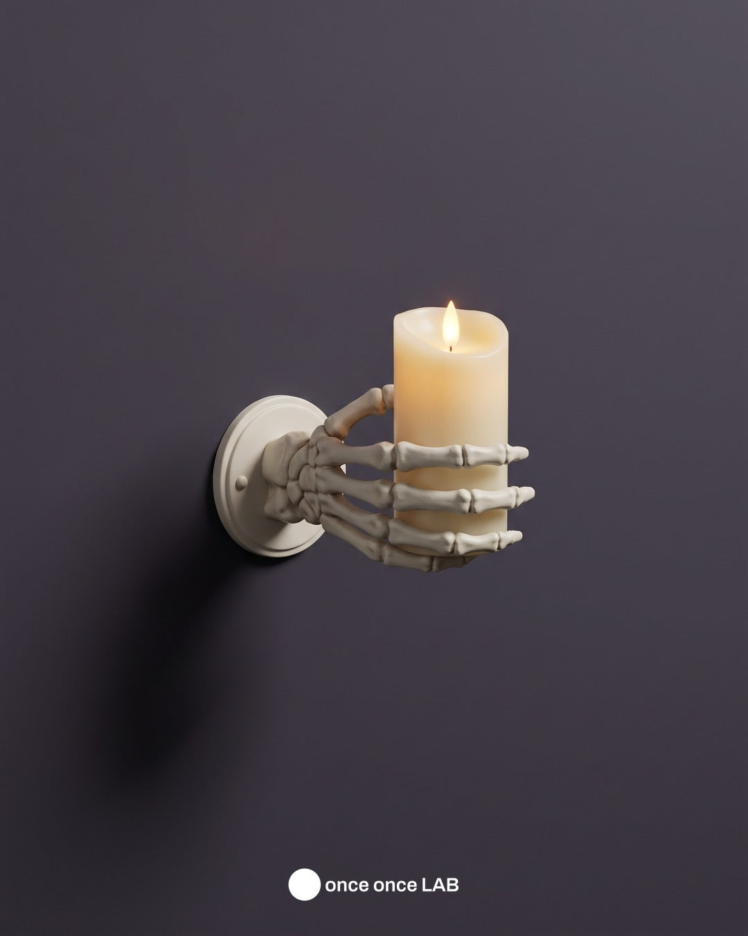 Candelabro de Pared Mano de Esqueleto — Portavela LED de Halloween — once once LAB