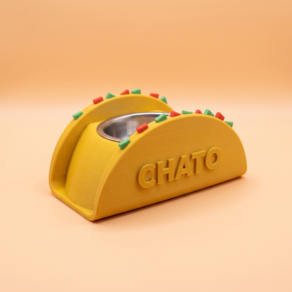 Bowl para Perro en Forma de Taco — Personalizado con Nombre — otro ángulo | once once LAB
