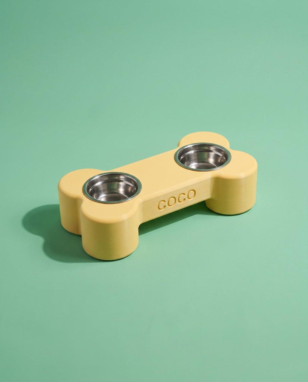 Base Elevada Doble para Perro en Forma de Hueso — Personalizada con Nombre