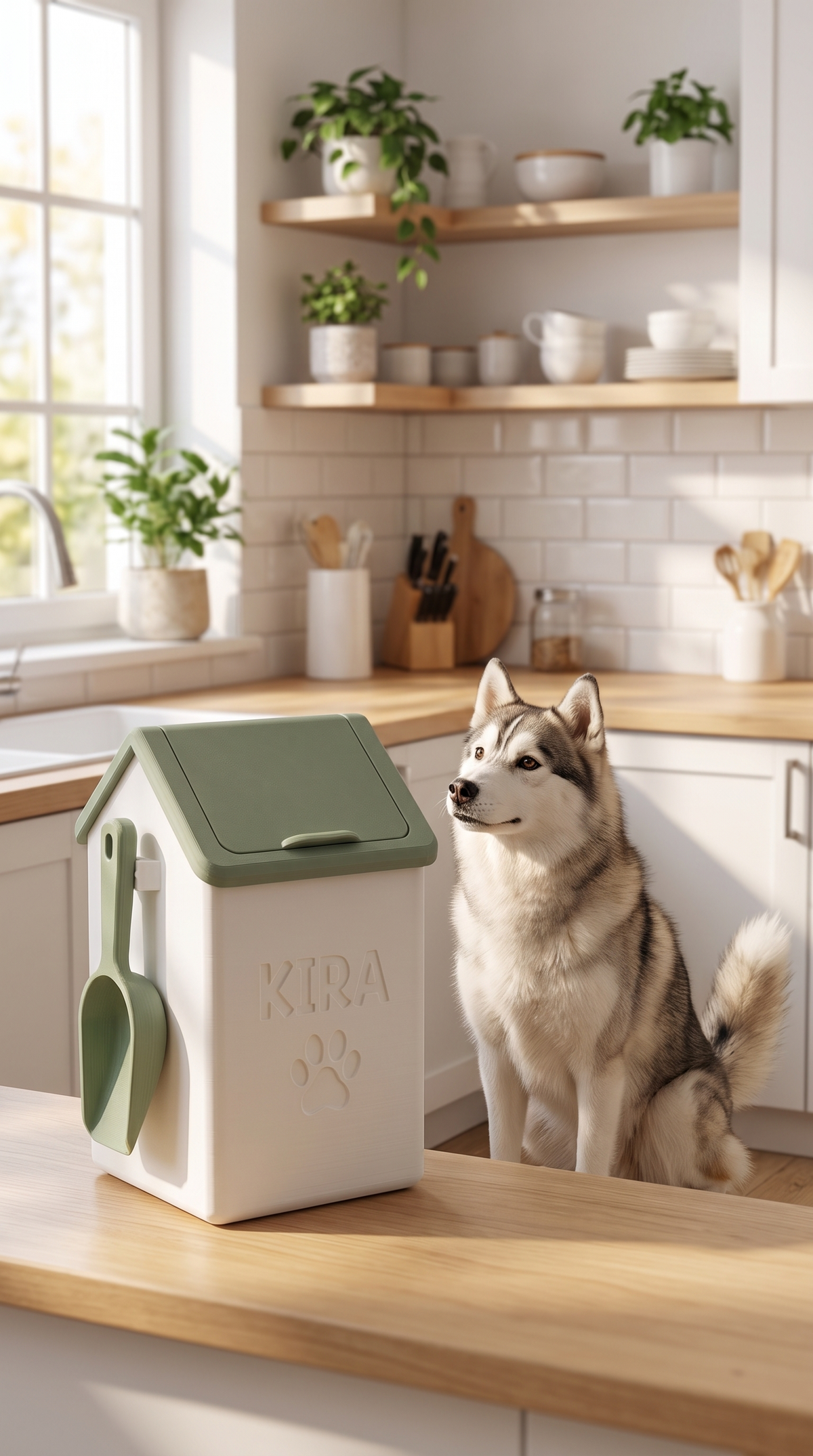 Contenedor de Croquetas Casita con Pala — Personalizado con Nombre — en uso | once once LAB