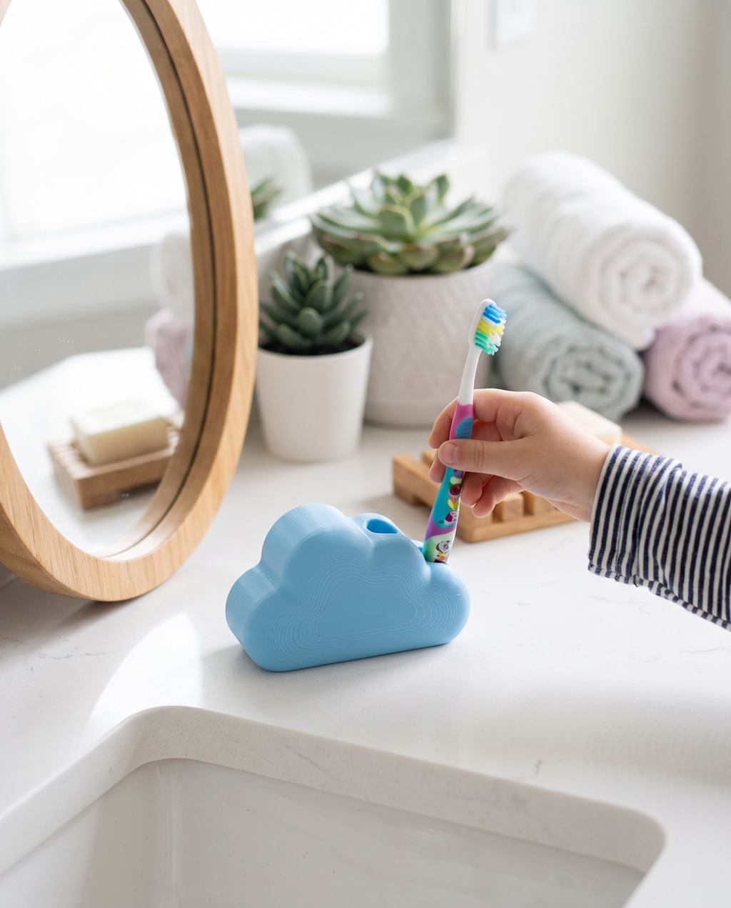 Nube Porta Cepillos de Dientes Kawaii — Organizador de Baño — once once LAB