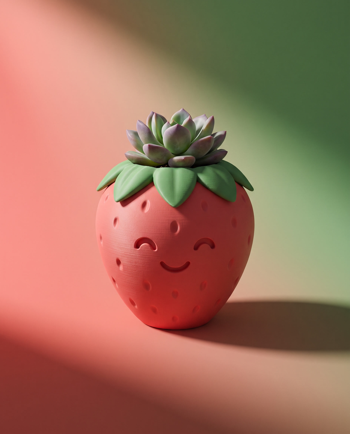 Maceta Fresa Kawaii Autorriego — Planter con Carita — once once LAB