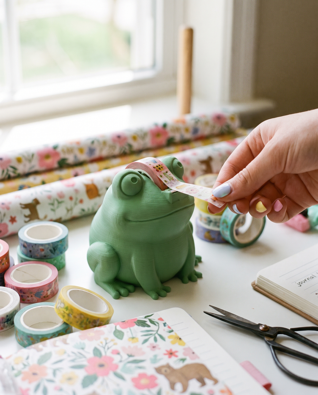 Dispensador de Cinta Ranita Kawaii — Despachador de Escritorio — once once LAB