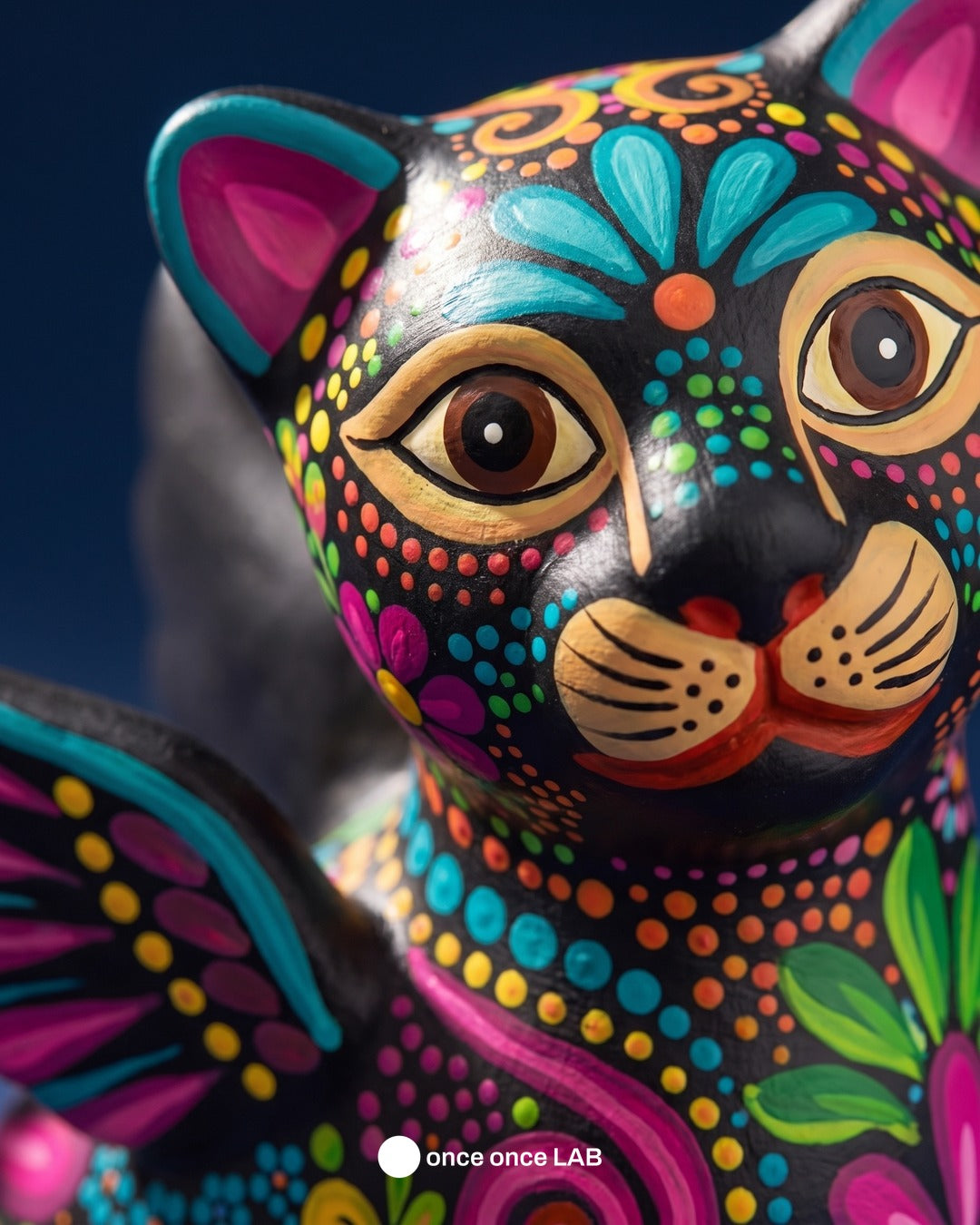 Alebrije Gato Alado — Figura para Ofrenda de Día de Muertos — once once LAB