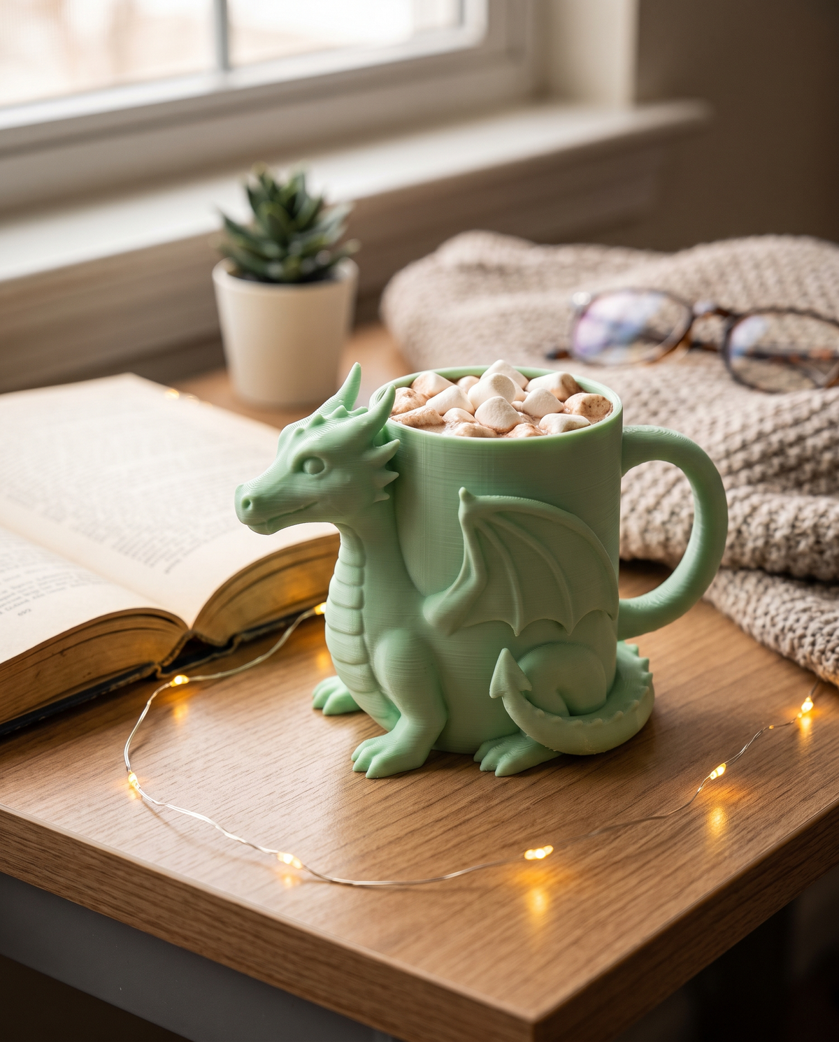 Taza Dragón Bebé 3D — Mug Escultórico con Asa de Cola — once once LAB