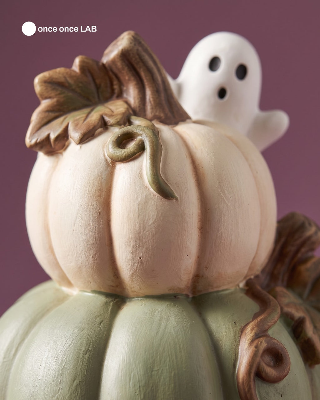 Torre de Calabazas con Fantasmita — Figura Decorativa de Otoño y Halloween — Once Once Lab