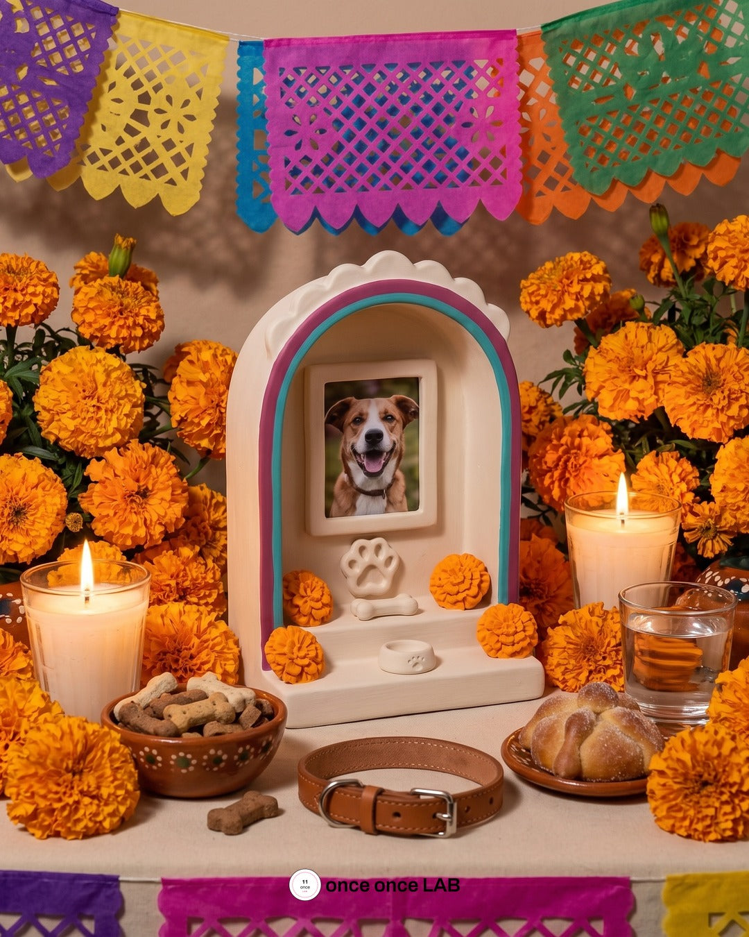 Nicho Ofrenda para Mascota — Portarretrato Memorial de Día de Muertos — once once LAB