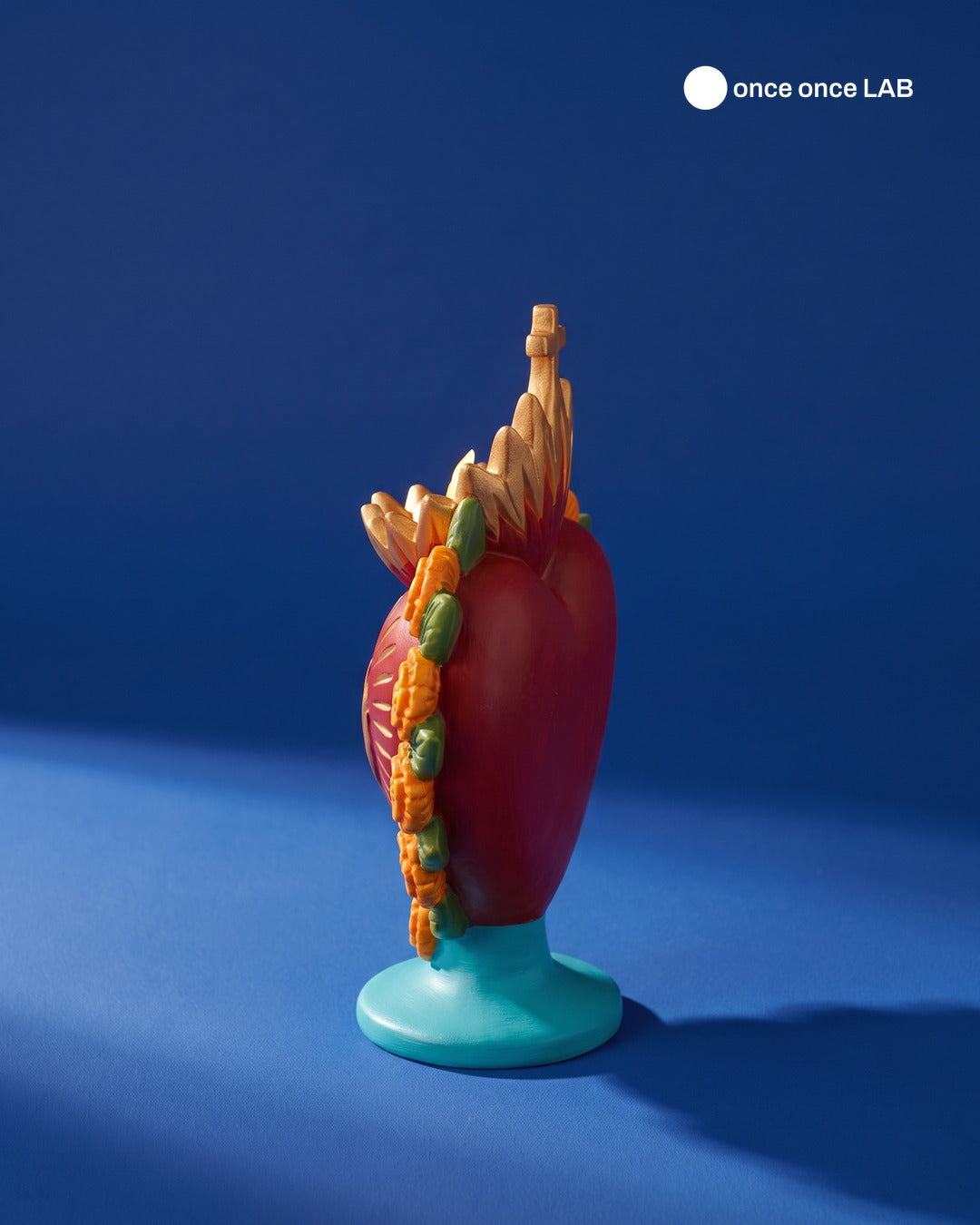 Sagrado Corazón con Cempasúchil — Portavela LED para Ofrenda de Día de Muertos — Once Once Lab