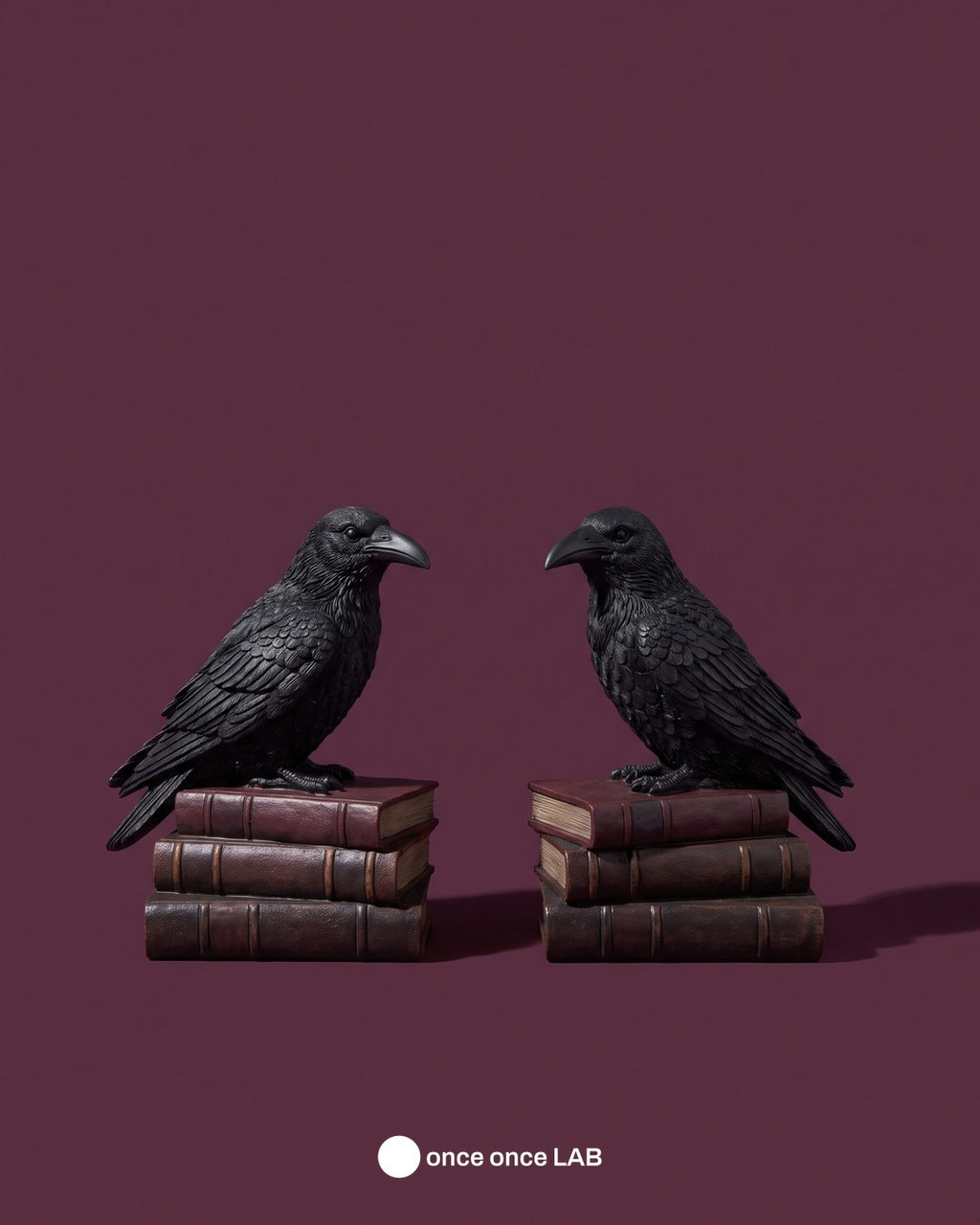 Sujetalibros Cuervo sobre Libros (Par) — Decoración Gótica de Halloween — once once LAB