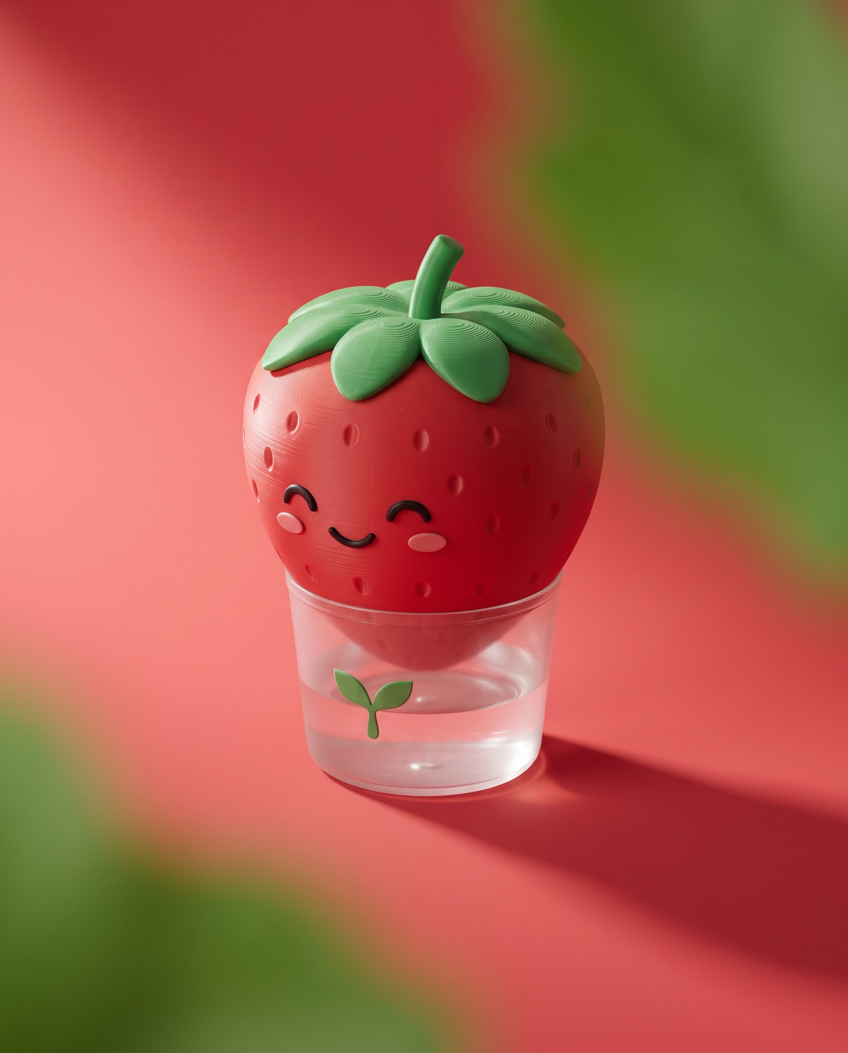 Maceta Fresa Kawaii Autorriego — Planter con Carita — once once LAB