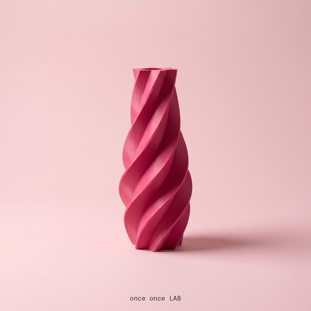Jarrón Escultural Espiral — Decoración de Diseño (Rosa) — otro ángulo | once once LAB