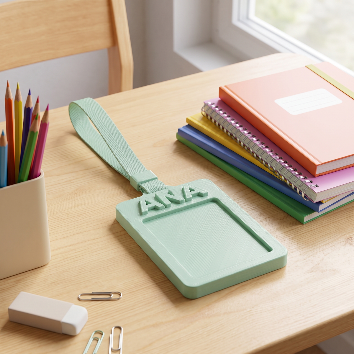 Portagafete Escolar Personalizado con Nombre — en uso | once once LAB